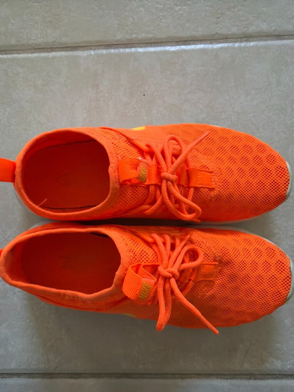 Nike Orange Mesh Knit Running Shoes Sneakers Womens Size 7